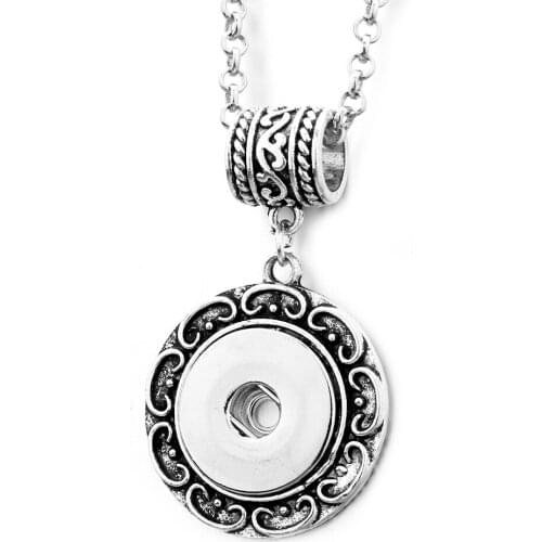 18mm New Snap Jewelry Vintage Metal Round Snap Button Necklace for Women Men Fit Metal Glass Snap Buttons Jewelry