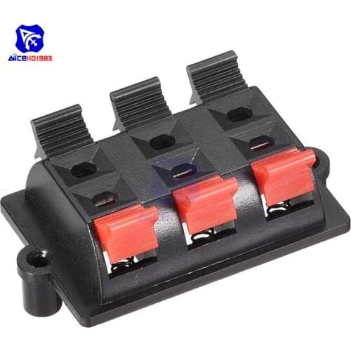 Diymore 2 Row 6 Way Spring Speaker Terminal Clip Push Release Connector Audio Cable Terminals Strip Block