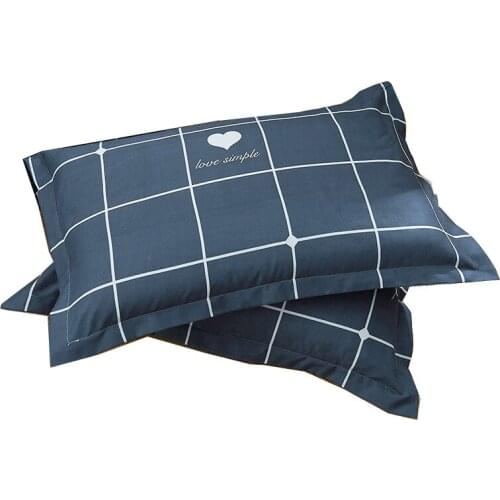 2Pcs pillowcase fashion brushed cotton pillow case solid color plaid bedroom home decoration multicolor 40X60 48X74 bed
