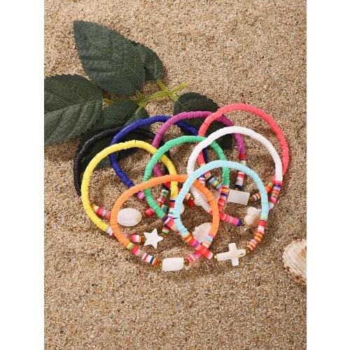 2020 New Beach folk wind manual DIY 4mm mixed color soft pottery bracelet