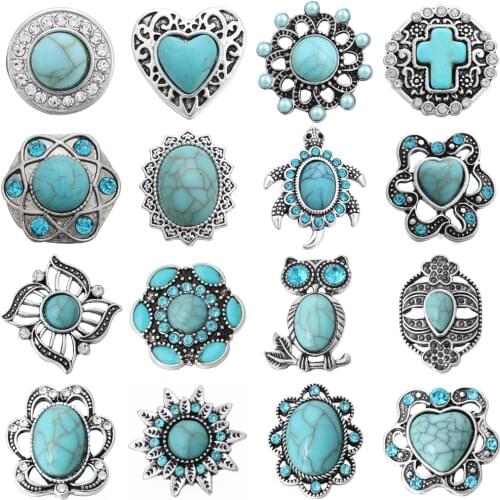 5pcs/lot 18mm Snap Jewelry Button Lot Vintage Flower Love Cross Tortoise Owl 18mm Metal Snap Buttons Fit Snap Button Bracelet
