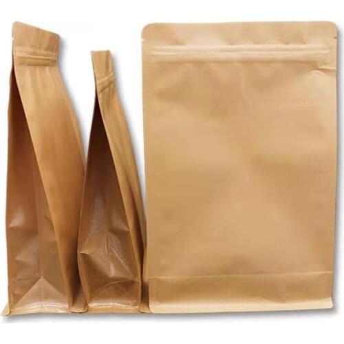 50Pcs Zip Lock Brown Kraft Paper Stand Up Bag Self Seal Tear Notch Doypack Reusable Resealable Food Coffee Bean Storage Pouches