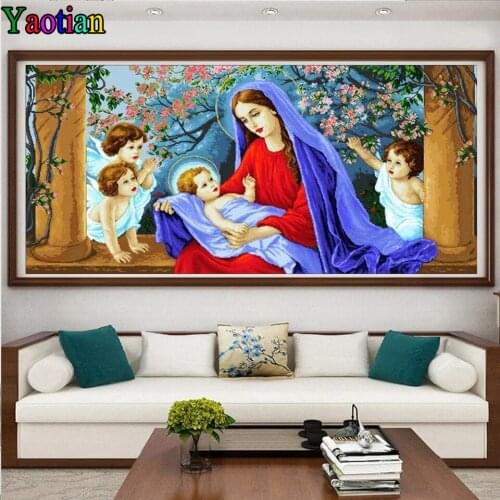 5D Diamond Painting Full Square Religious Virgin With Kids Diamond Embroidery Mosaic Rhinestones Picture Decor Drop Shipping