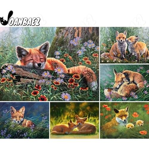 Cute Little Fox Diamond Painting 5D Diy Wall Art Quietly Lying In The Grass Embroidery Inlaid Home Room Decoration Gift