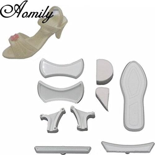 Aomily 9 Pcs/Set High Heels Shape Fondant Cake Molds Cake Decorating Tools Jelly Chocolate Moulds Baking Tools Silicone Molds