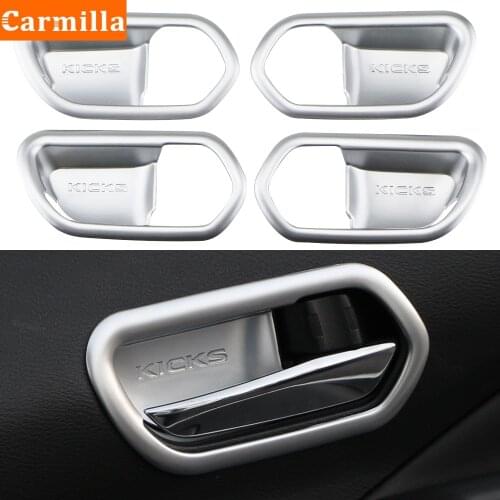 Carmilla Interior Car Door Handle Bowl Frame Trim Cover Molding Stickers for Nissan Kicks 2016 - 2021 Accessories Car Styling