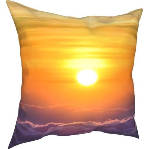 Sunset printing pillow case like egg yolk nature magic scene linen pillow case sofa home decoration pillow case