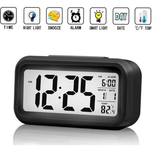 Digital Alarm Clock Student Clock Large LCD Display Snooze Kids Clock Light Battery Sensor Nightlight Office Table Clock