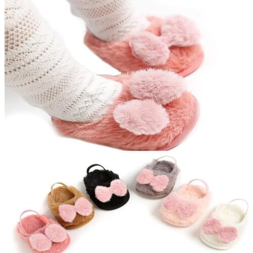 12CM Soft Sole Baby Toddler Shoes for 7-13months Baby Newborn Infant Girls Crib Shoes Soft Plush Bow Princess Shoes Girls Gifts