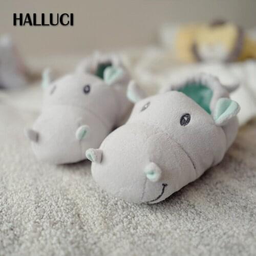 Child New spring cute hippo home slippers shoes boys and girls Japanese kawaii soundless non-slip indoor slippers kids homeshoes
