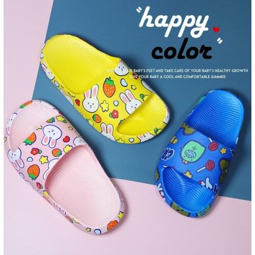 2021 Kids Slippers Summer Childrens Beach Shoes Cartoon Toddler Slippers Pvc Non-slip Girl Sandals Soft Baby Bathroom Flip Flop