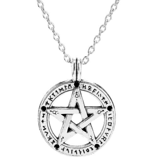 Dongsheng Supernatural Pentacle Hebrew Charm Pentagram Pendant Statement Necklace Men Star Amulet Chain Talisman Necklaces-30