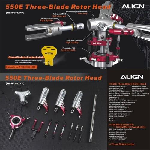 ALIGN 550E/L 600 electric helicopter like a real simulation 3 Three Blades Main Rotor head Set general 10MM spindle10