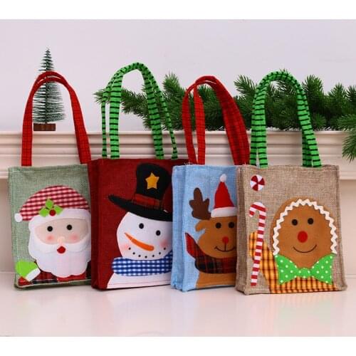 Christmas Gift Candy Bag Cartoon Santa Elk Bear Snowman Print Merry Christmas Decor Navidaad Kids Gift Decor Happy New Year 2022