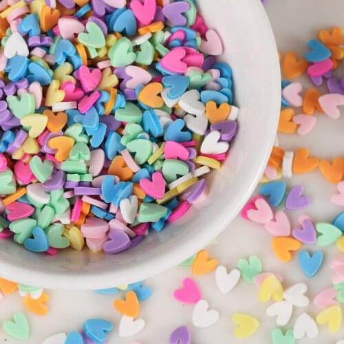 20g/lots Heart Polymer Hot Clay Sprinkles for Slime Round Candy Fake Cake Decoration DIY Crafts Making Nail Arts Accessories 5mm