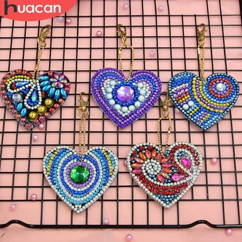 HUACAN Diamond Painting Keychain Full Round Special Shaped Diamond Embroidery Keyring Cartoon DIY Bag Accessories Handmade Gifts