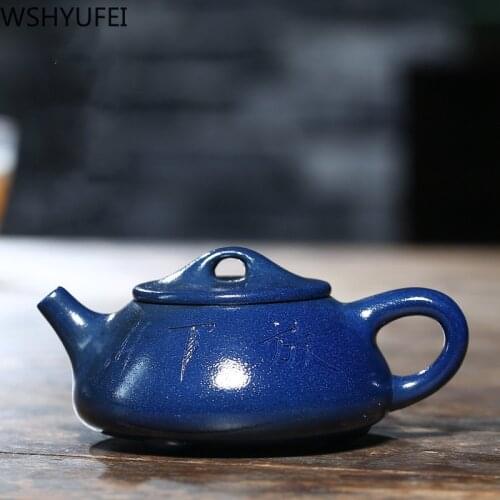 Yixing tea pot purple clay Stone scoop teapots Retro Firewood kiln change Handmade kettle Raw ore Azure mud customized 170ml
