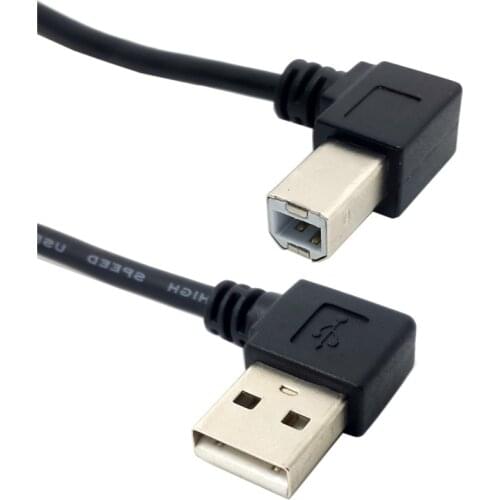 90 Degree Right Angled USB 2.0 A Male to Right angled B Male Printer Cable for printer scanner hardisk 50cm 100cm