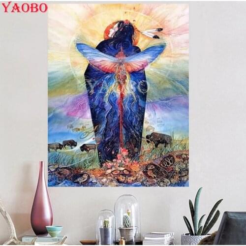 5D Diy Diamond Embroidery Painting Indian Women Angel Wings Cross Stitch Resin Full Square Diamond Painting icon home decor