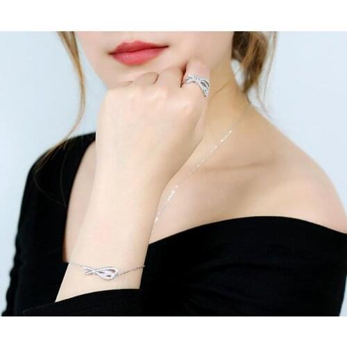 Classic cubic zirconia bowknot bracelet bangle for women real 925 Sterling Silver best friendship bracelet Jewelry gift