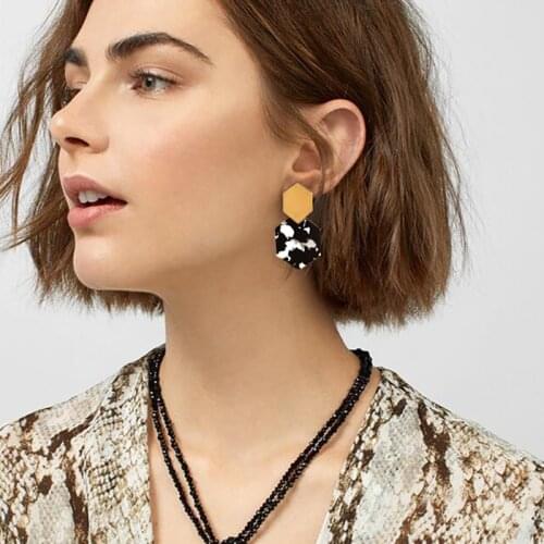 Korean Acrylic Earrings Vintage Geometric Black Colour Earrings For Women Dangle Earrings 2021 Fashion kolczyki Female Jewelry