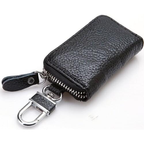 Leather Keychain Men Women Key Holder Organizer Pouch Cow Split Car Key Bag Wallet Housekeeper Key Case Mini Card Bag