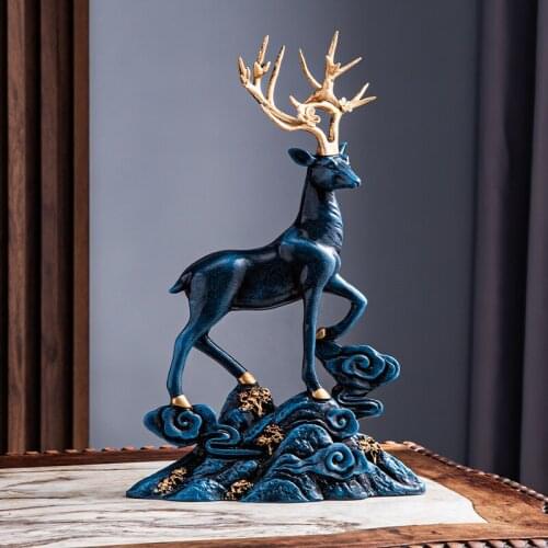 Creative elk home decoration accessories fashion light luxury TV cabinet ornaments Eco-friendly resin handmade porch adornment