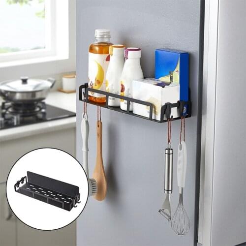 Kitchen Wall Magnetic Fridge Rack Refrigerator Hanging Storage Drain Shelf Kitchenware Holder