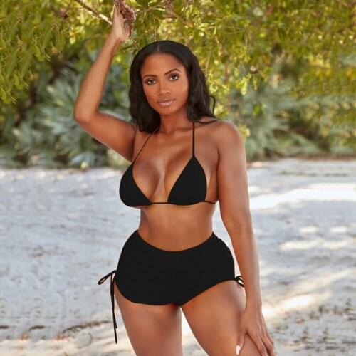 New Boxer Swimwear Women Swimsuit Female Sexy Halter Bikini Two Pieces Bikini Set Bather Bathing Suit Summer Beachwear Swim Lady