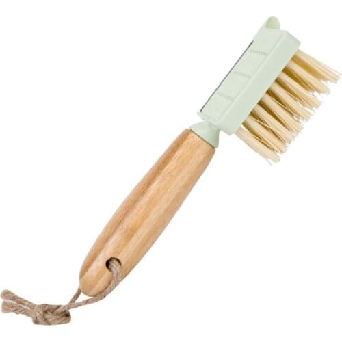 Multifunctional Fruit Vegetable Cleaning Brush Peeler Shredder Bamboo Wooden Han