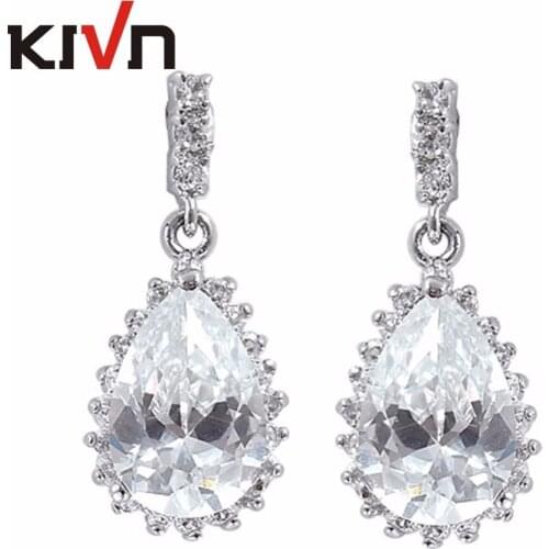 KIVN Fashion Jewelry Dangle Drop Pave CZ Cubic Zirconia Womens Girls Wedding Bridal Earrings Birthday Gifts 10pcs Lot Wholesale