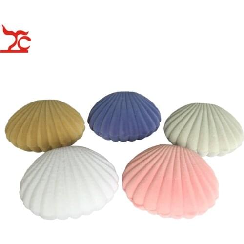 Fashion Shell Shape Velvet Engagement Wedding Party Earring Case Cute Earrings Necklace Pendant Jewelry Display Storage Gift Box