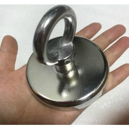 Magnet Neodymium Strong Search D75mm Powerful Fishing Magnet with Max Vertical Pull Force 170KG Thick Iron Plate Raising Hoist