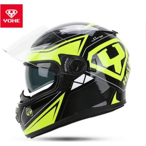 2018 Winter New Knight protection YOHE Full Face Motorcycle Helmet ABS Double lens Motorbike Helmets with PC Lens visor 11 color