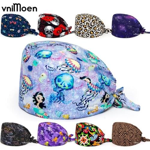 New nursing cap research staff work hat Dust cap Beauty cap Scrub Caps Cotton Tieback Scrubs Cap Beauty Salon Scrubs Hats