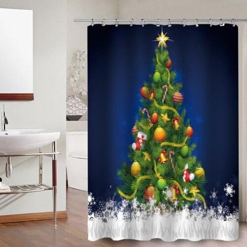 2021 new Christmas Shower Curtain Printed Happy New Year Santa Claus Red Waterproof Curtains for Shower Bathroom Christmas Decor