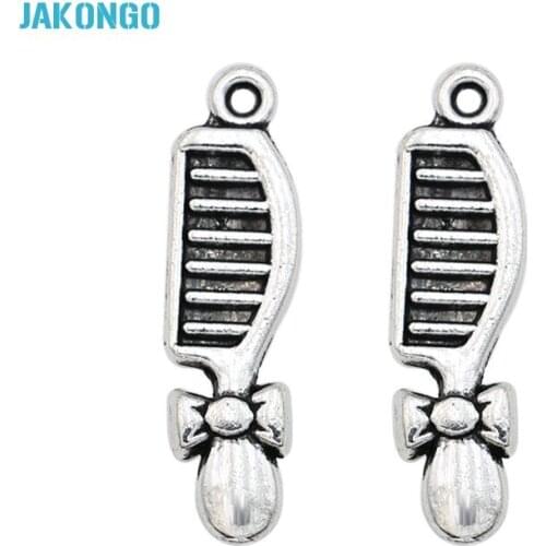 JAKONGO Antique Silver Plated Comb Charms Pendants for Jewelry Making DIY Handmade Craft 28x8mm