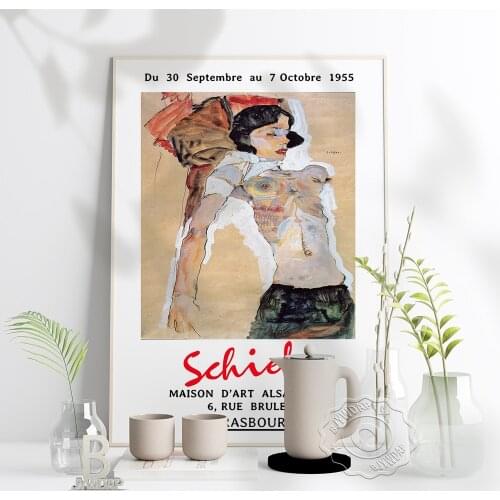 Egon Schiele Prints, Schiele Maison D'Art Alsacienne 6，Rue Brulee Strasbourg Poster, Vintage French Art Print Home Wall Decor