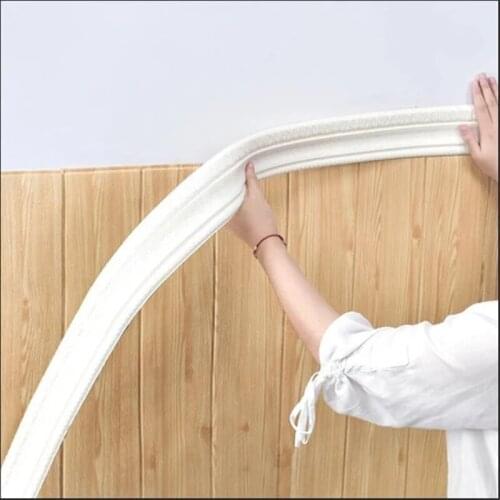 PVC Foam Wall Trim Line Skirting Wasitline Border Wall Stickers 3D Pattern Sticker Decoration Self Adhesive Waterproof Strip