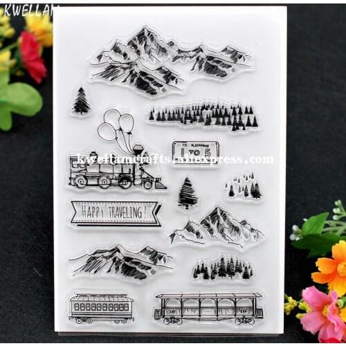 HAPPY TRAVELING Landscape Tree Scrapbook DIY photo cards rubber stamp clear stamp transparent stamp 11x16cm KW7122226