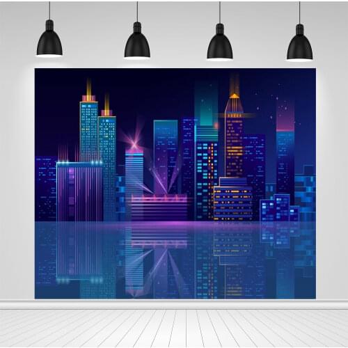 Scopiso City Building Night Light Baby Shower Portrait Vinyl Backdrop Photography Background For Photo Studio Photophone Props