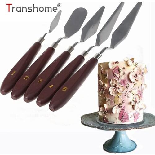 Transhome Spatula Baking Pastry Tool 5Pcs/Set Oil Painting Knive Cake Cream Scraper Painting Shovel Palette Cake Decorating Tool