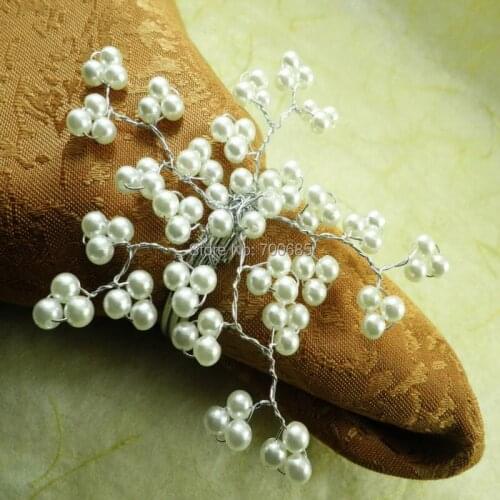 White pearl flower napkin ring, wholesale wedding napkin holder