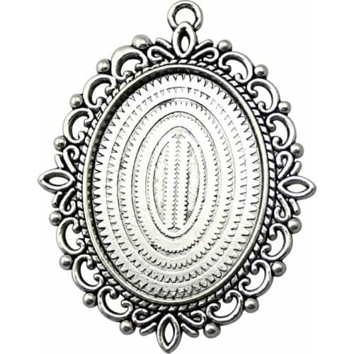 WYSIWYG 30x40mm 18x25mm 13x18mm Inner Size Vintage Antique Silver Color Antique Bronze Color Oval Cameo Cabochon Base Setting