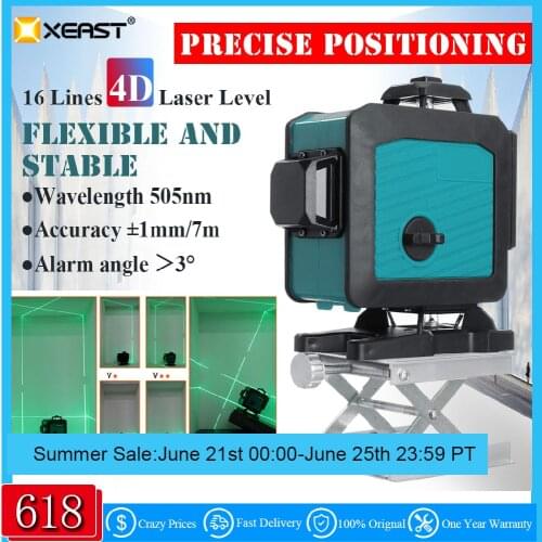 XEAST 4D 16-line laser level, green light, wall and floor level, high precision automatic wire bonding infrared level