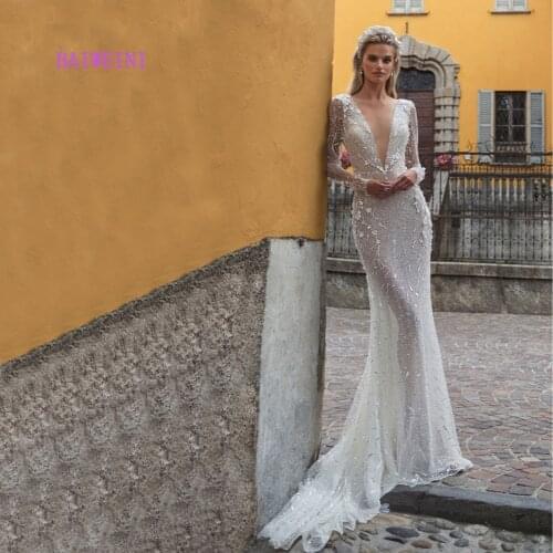 Robe de mariee New arrival Sexy Simlple Wedding Dresses 2021 Mermaid Embroidery Appliques Wedding Gowns vestidos de noiva