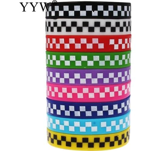 10PCS Popular Silicone Wristband mixed colors square Bracelet Rubber Hand Band Energy Bracelet Sports Wrist Strap