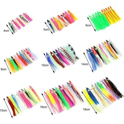 10 pieces Rubber Squid Skirts 5cm 9cm 10cm Octopus Soft Fishing Lures Tuna Sailfish Baits Mixs Colors Lures Tuna Sailfish Baits