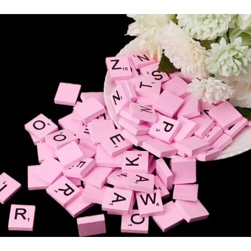 100Pcs Wooden Colourful Tiles Mix Letters Varnished Alphabet