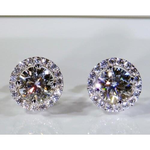 2020 Shinning Stud earring AAAAA Cz stone Real 925 Sterling silver Fine Party wedding Stud Earrings for women Bridal Jewelry